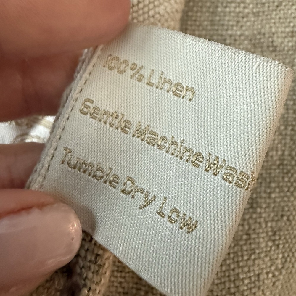 Pom Pom at Home Hilde Leiaghat 100% Linen Throw Blanket Oatmeal Fringe 50 x 72 - Picture 4 of 8